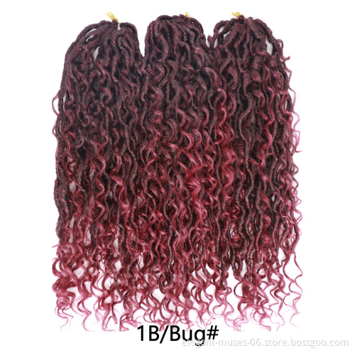 Ombre Color 14 18 Inch Curly Faux Locs Crochet Hair Extensions River Locs Crochet Goddess Faux Locs Braid